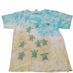 Kids Youth Sea Turtles Beach Graphic T-shirt Size Small Y2K All Over Print